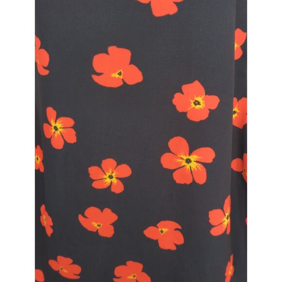 Misguided Floral Strappy Frill Hem Mini Dress - Size 10 - Black Orange Party NWT - Picture 4 of 13